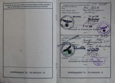 NSU Motorbike 2 and 6 PS two original Registration Documents 1925 with  envelope (6541)